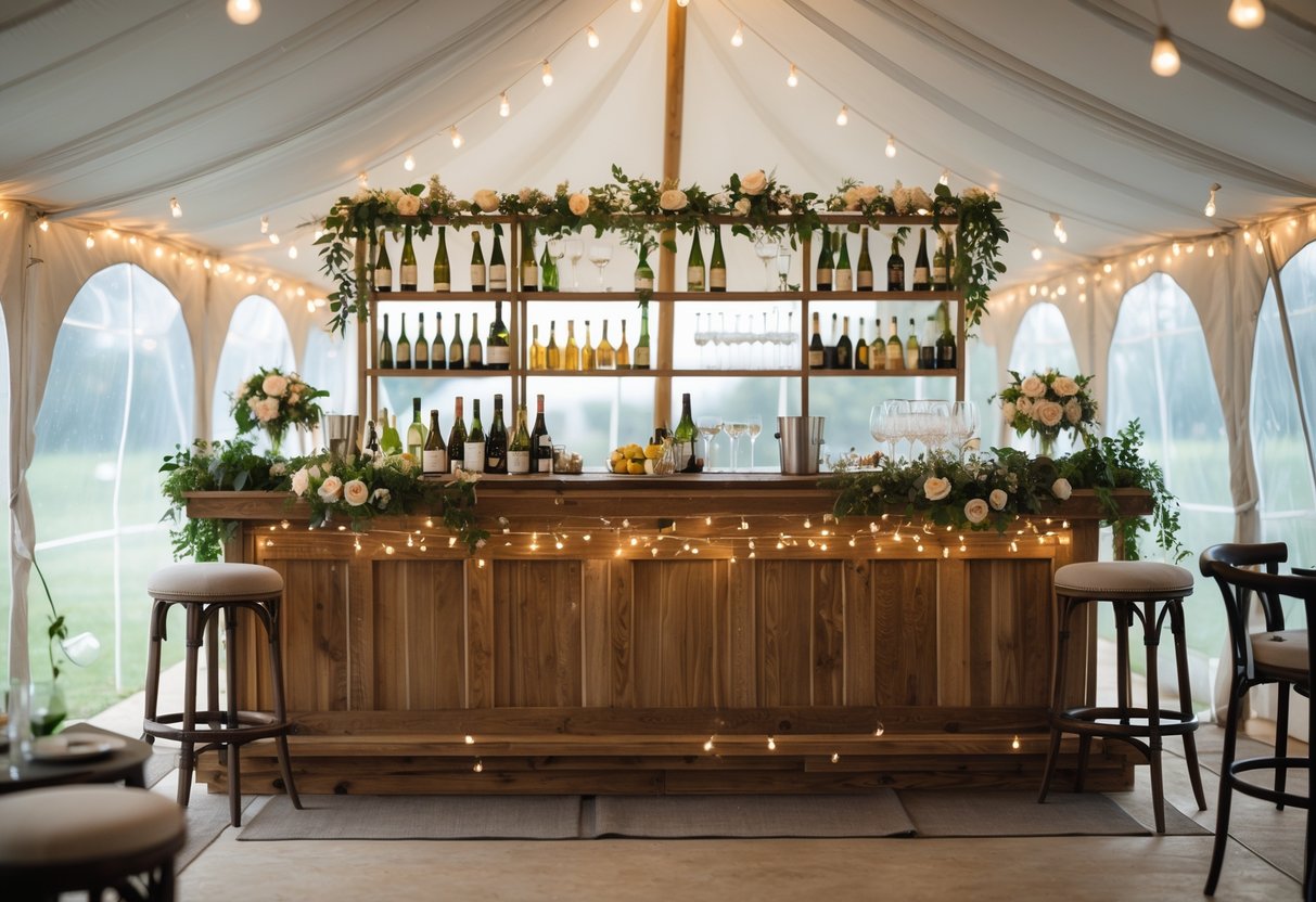 Sådan indretter du bar og drinksområde i bryllupsteltet